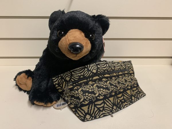 black fanny pack w stuffed bear
