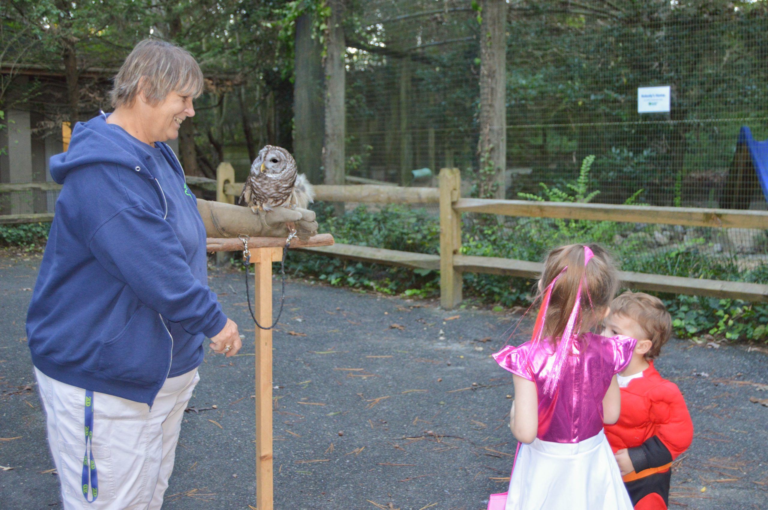 A docent shows an animal to children at the Salisbury Zoo. 
